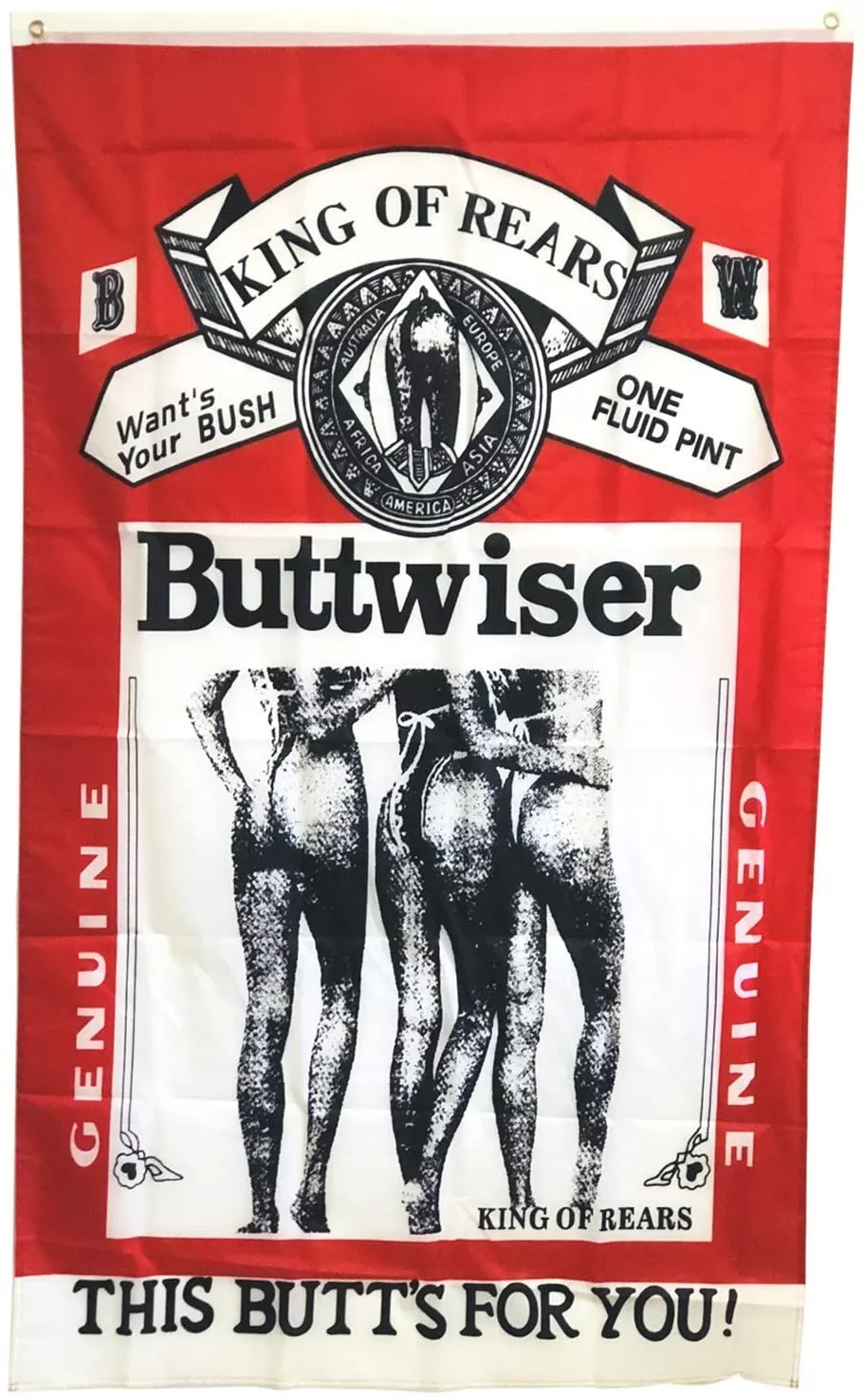 Homissor Buttwiser Budweiser Flag 3X5 Feet - King of Rears This Buttwiser for You - Guys Funny College Dorm Beer Flag