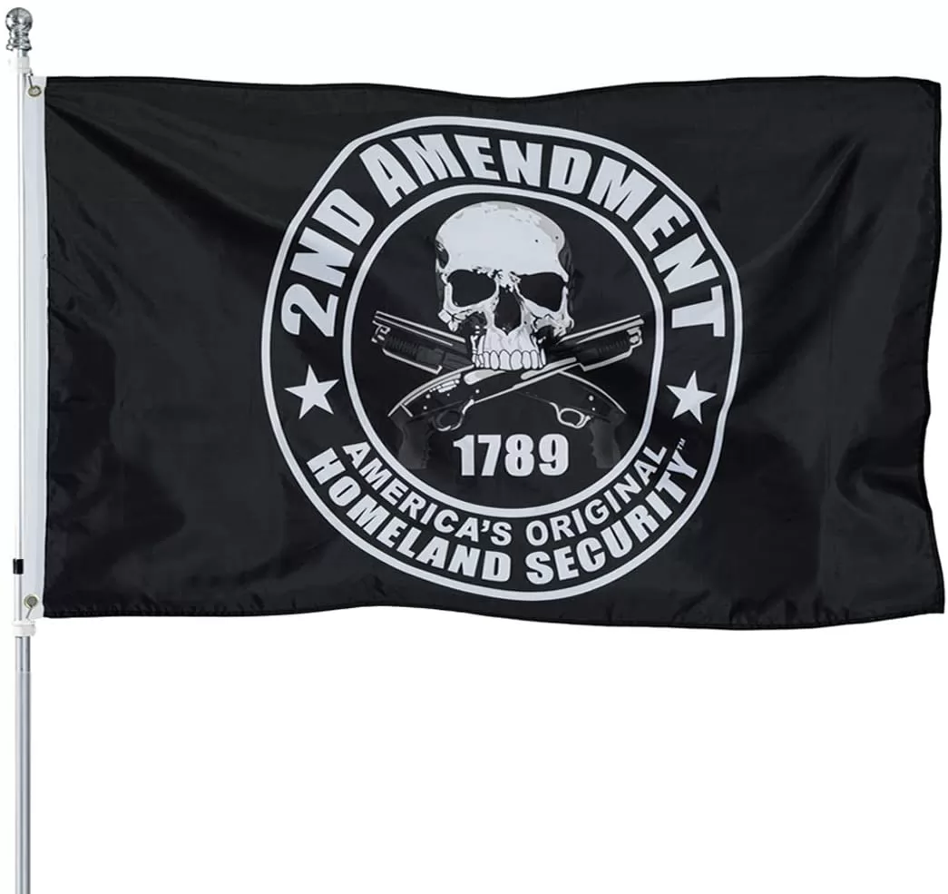 2nd Amendment Flag 3x5 Outdoor- American's Orignal Homeland Security Flag- Skull Rifles 1789 Gun Flags Banner with Grommets