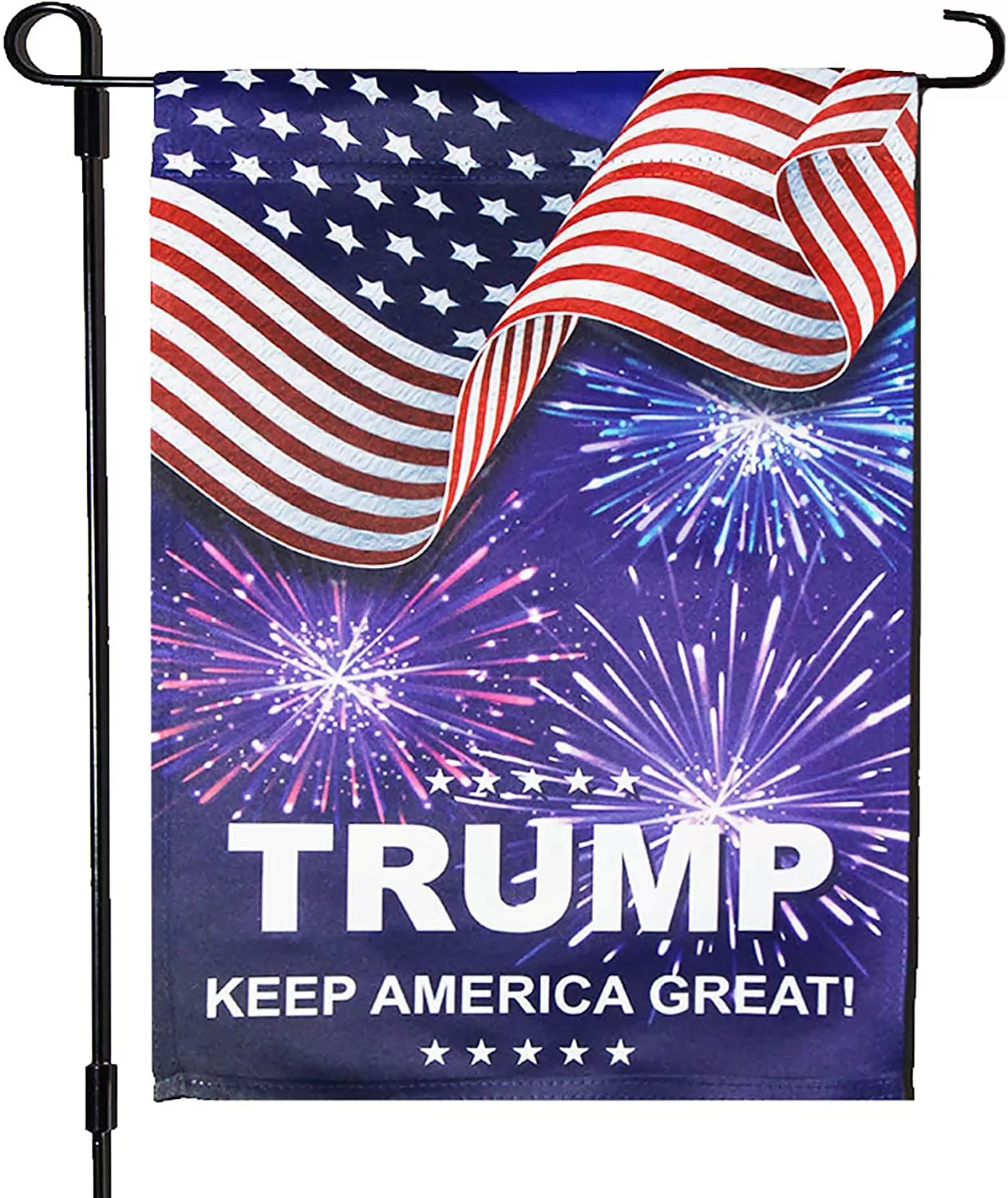 Homissor Donald Trump Fireworks Garden Flags -4th of July Patriotic Double Sided Yard Flag Banner Lawn Outdoor Decoration Election Day 12.5x18 Inch