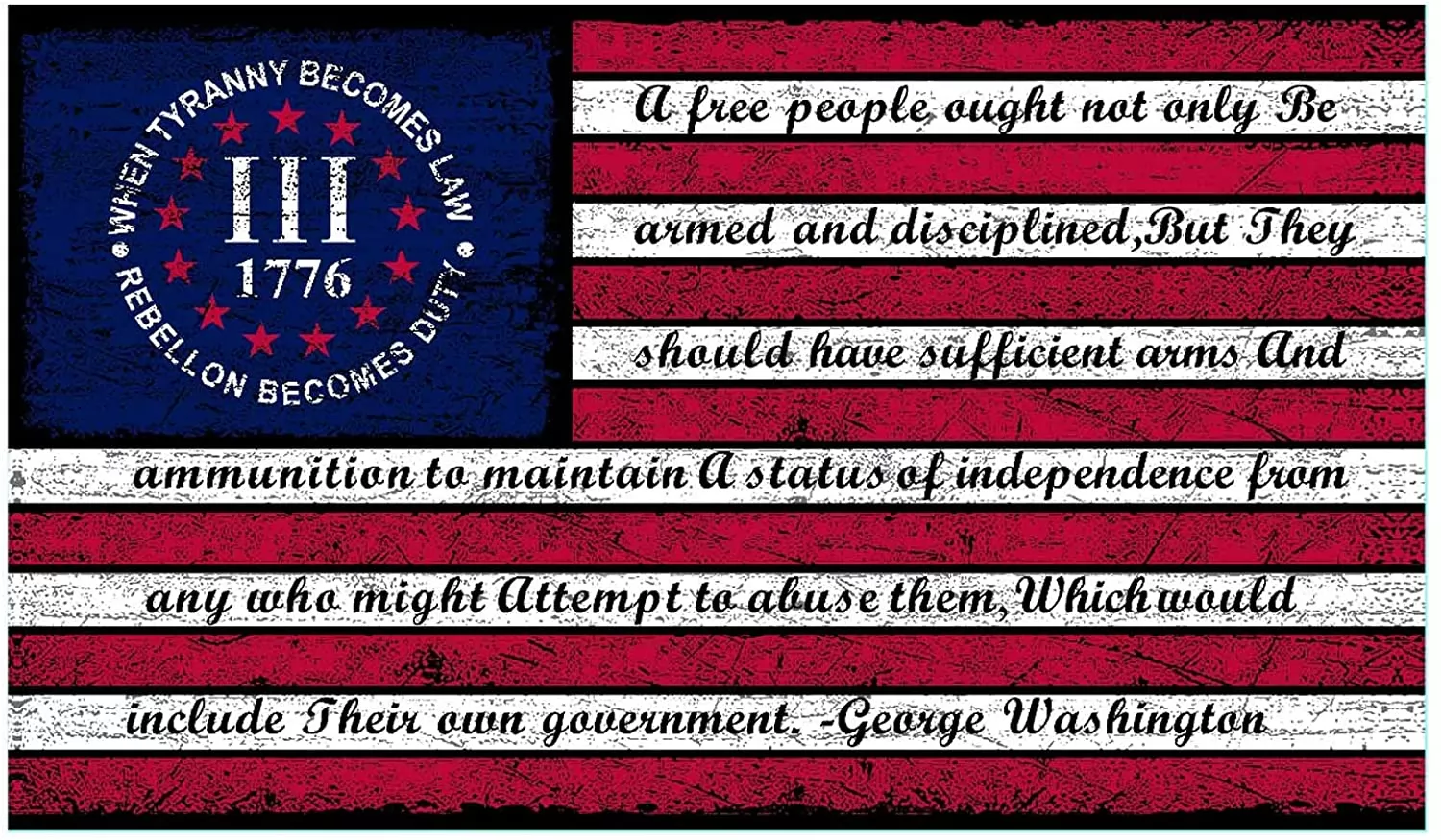 Homissor 3 Percenter 1776 American Flag 3x5 - 100% Durable Polyester III Percenter Rebellion Tyranny Besty Ross Flags George Washington Flag Banner