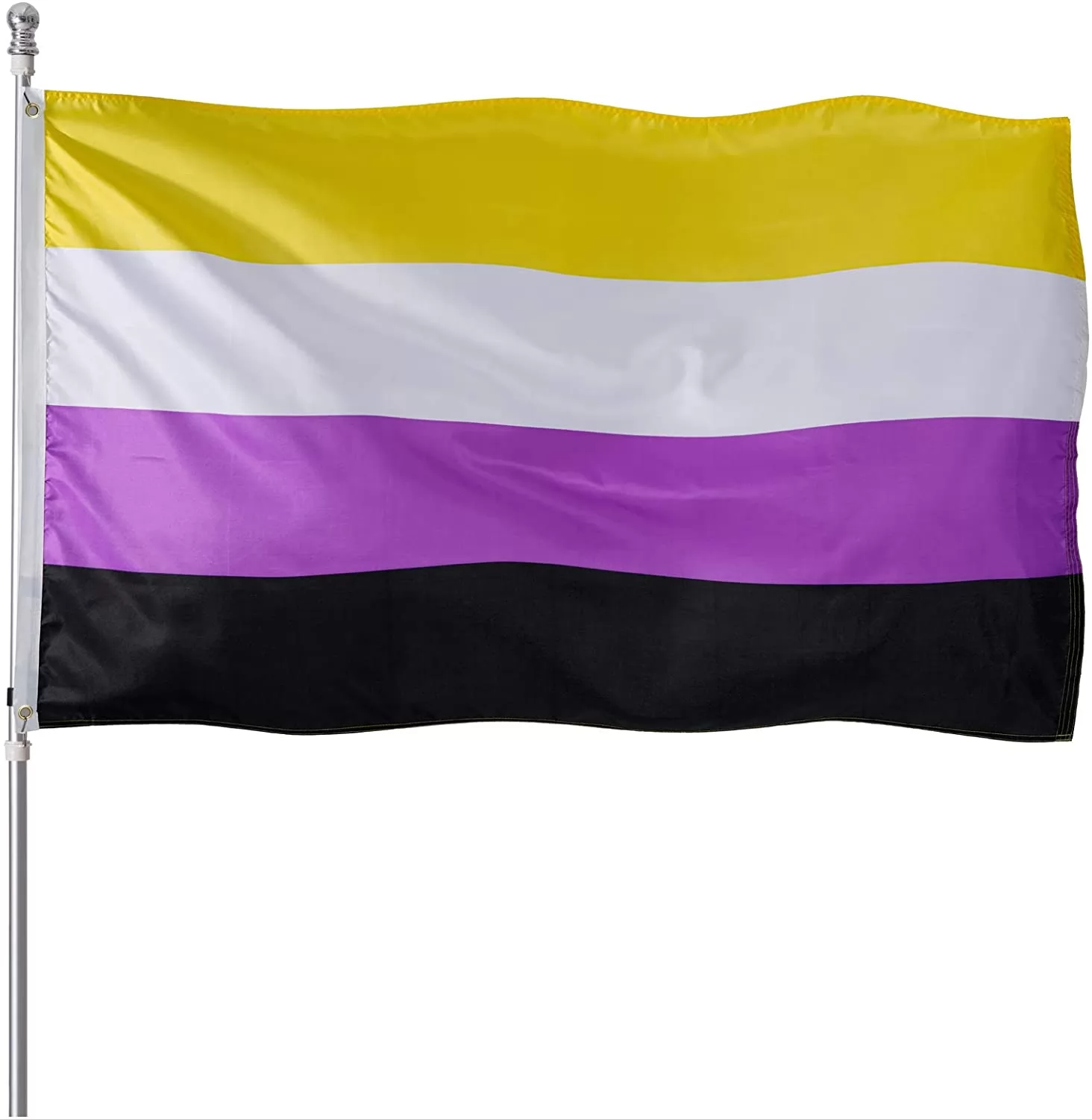 Homissor Non-Binary Pride Flag 3x5 Heavy Duty Polyester LGBTQIA NB Pride Genderqueer Gender Identity Flags for Outdoor Wall with Brass Grommets & Dura