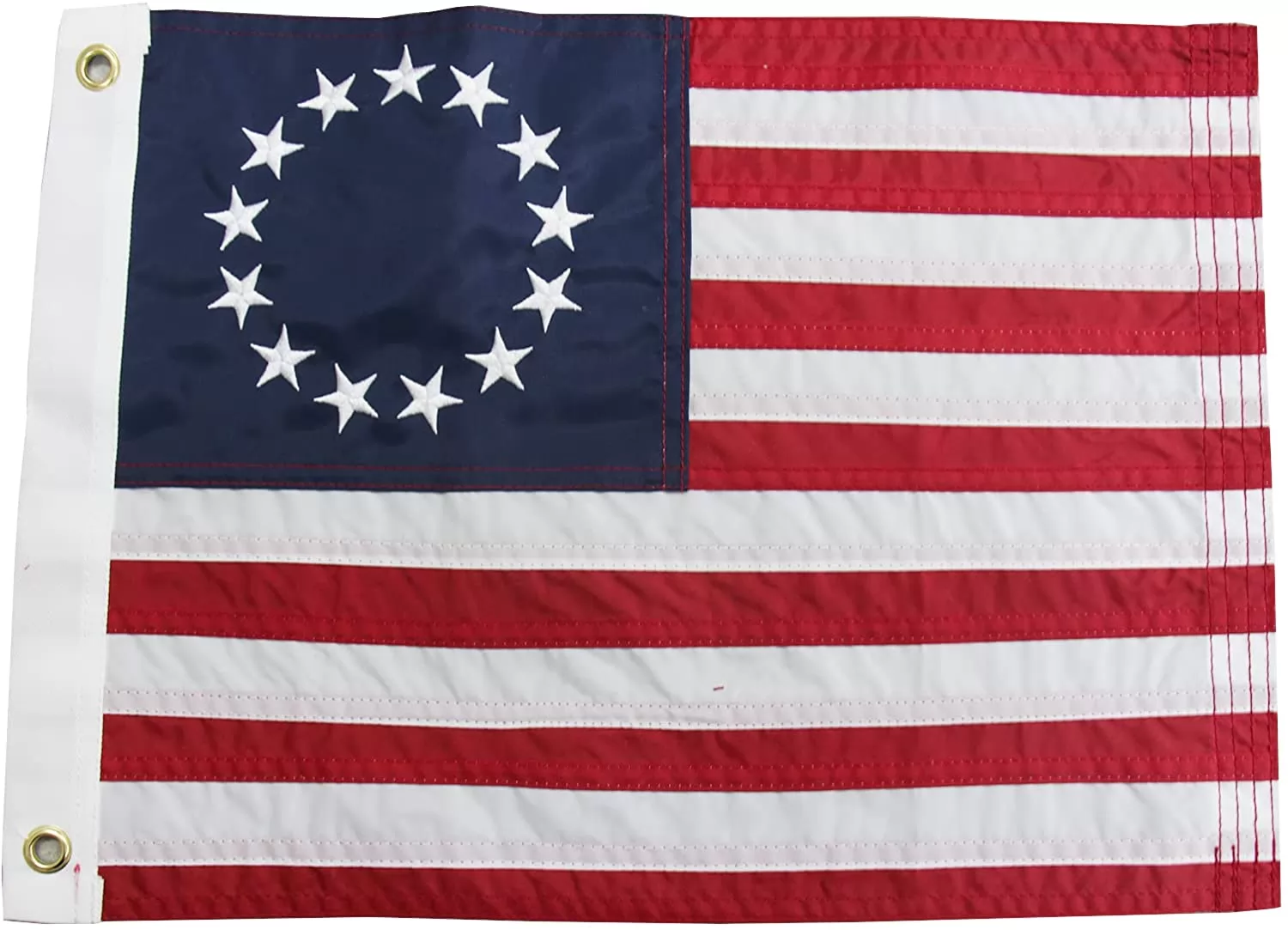 Homissor American Betsy Ross Boat Flag 12x18 Yacht Nautical Nylon Flags Outdoor- 13 Stars Colonies Primitive Embroidered Stars and Sewn Stripes