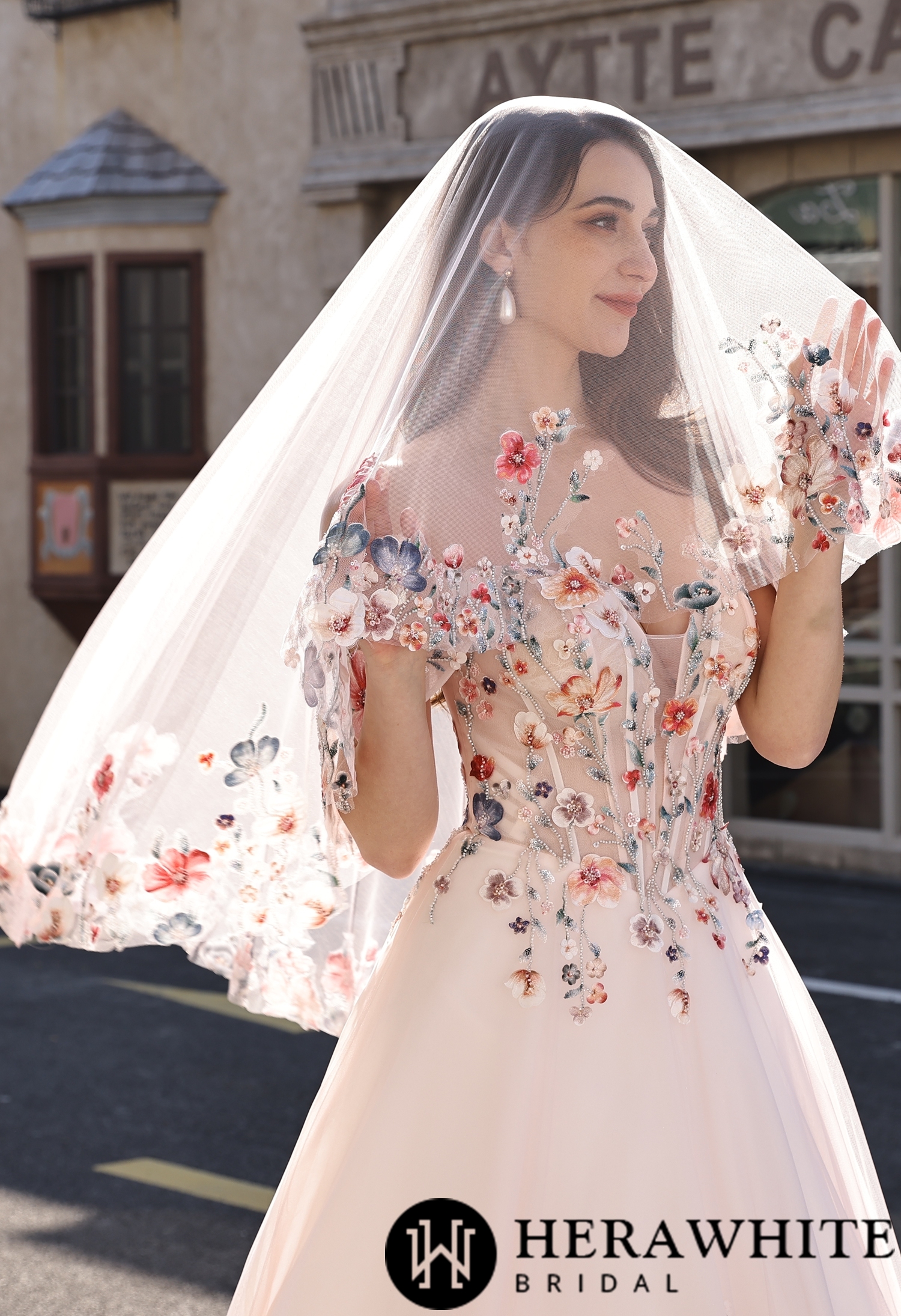 Colorful Floral Bridal Veil