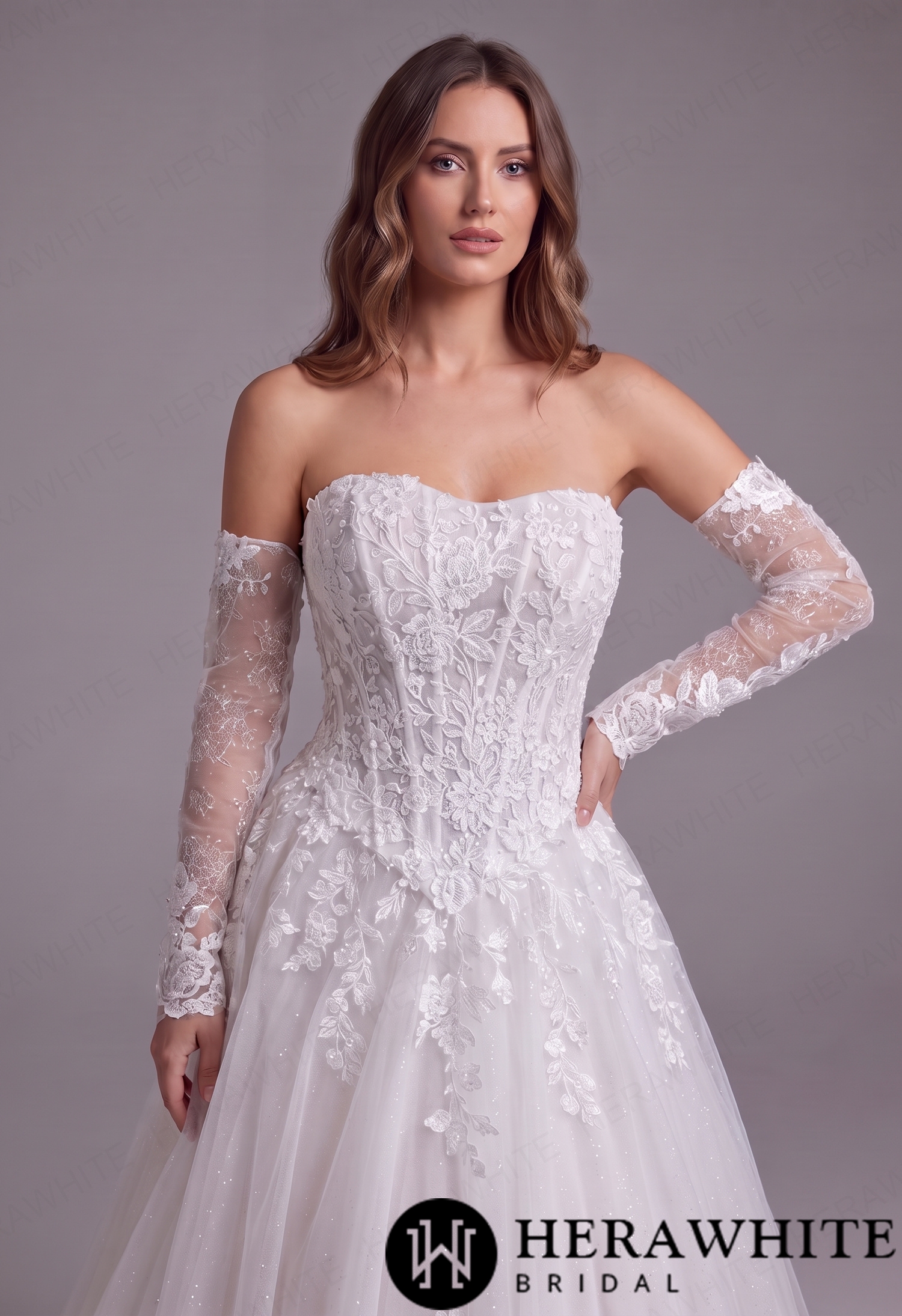 In Stock/ Romantic Faux Two-Piece Lace Ballgown Wedding Dress In Stock/ Romantic Faux Two-Piece Lace Ballgown Wedding Dress
