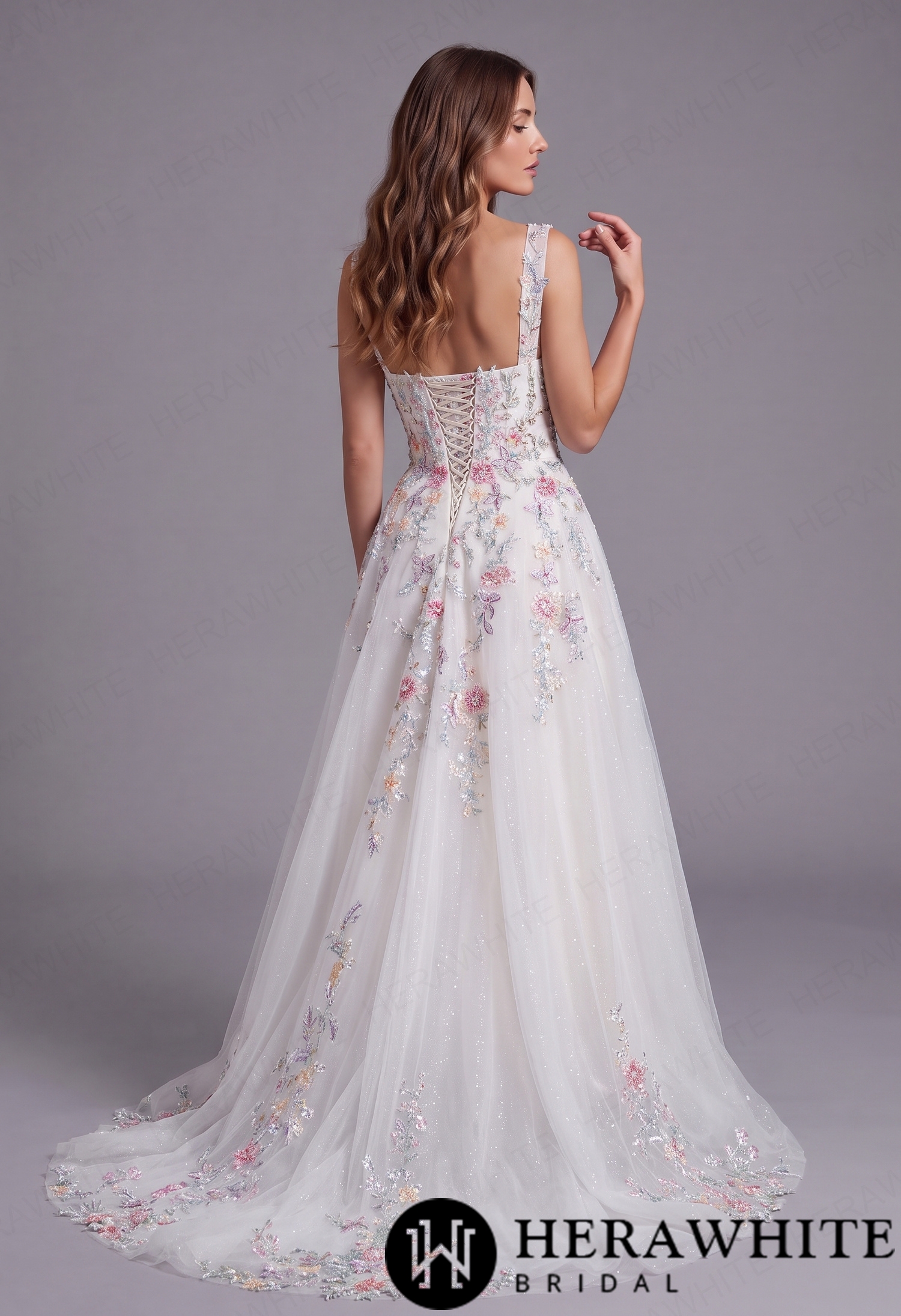 Whimsical Beaded Floral Embroidered A-Line Wedding Dress Whimsical Beaded Floral Embroidered A-Line Wedding Dress