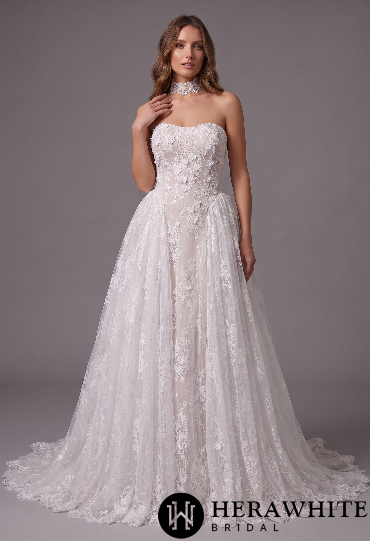Vintage Sweetheart Allover Chantilly Lace Ballgown Wedding Dress