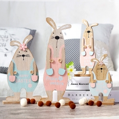 Wooden rabbit decoration country style