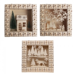 Wooden Chrismas calendar with light. Advent calendars