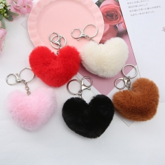 Fakefur heart keychain