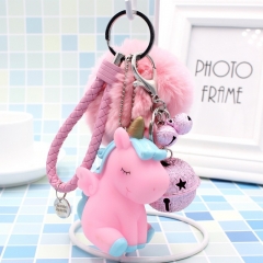 PVC and fakefur ball keychain