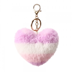 Fakefur heart keychain