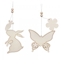 Wooden DIY rabbit and butterfly pendant room decoration for kids