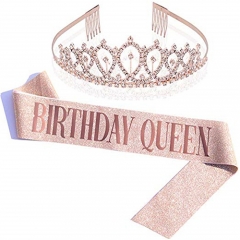 Birthday crown and ribbons set