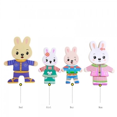 Wooden rabbit family game