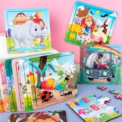 Wooden cartoon puzzle for kids