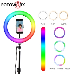 12 inch/30cm RGB LED Ring Light with Ball Head 7 Levels Adjustable Brightness