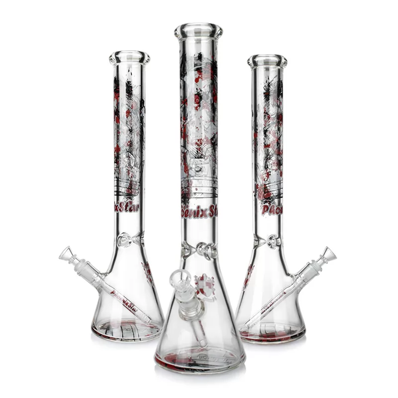 PHOENIX STAR 18 Inches 7mm Thick Beaker Bong Horse Decals