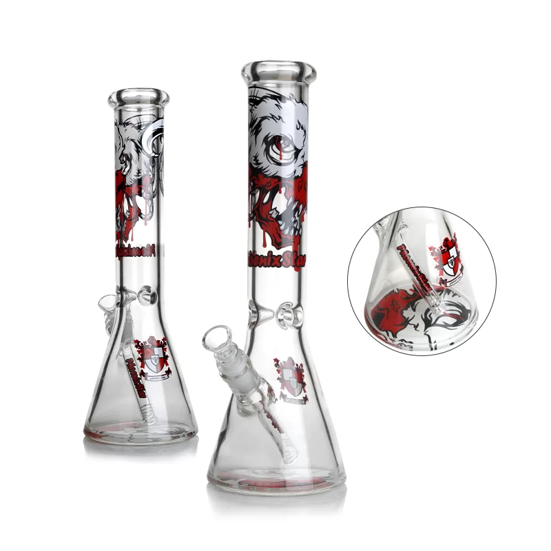 PHOENIX STAR 14 Inches 7mm Thick Beaker Bong Blood Skull Decals