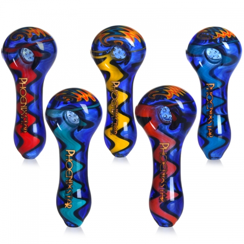 Phoenix Star 4.2 Inches Spoon Pipe with 7-hole Glass Filter Screen & American Color Rod