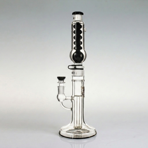 16" Freezable Glycerin Glass Straight Tube Bong with Recycler & Showerhead Perc