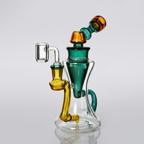 7.5" Colored Recycler Dab Rig with Quartz Banger