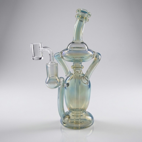 9-inch Glass Recycler Rig with Quartz Banger