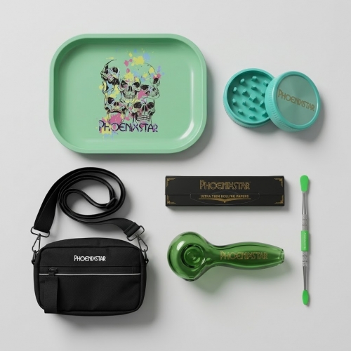 Smoking Travel Kit - Hand Pipe, Herb Grinder & Rolling Paper