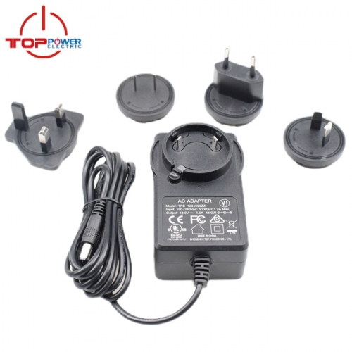 Interchangeable plug 12V 4A Power Adapter