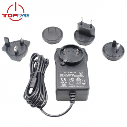 Interchangeable plug 12V 3A AC Adapter