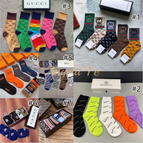 wholessle top quality fashion Socks with box(One box contains 5 pairs) #7621