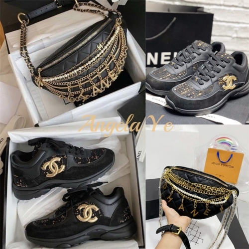 1 set top qulaity fashion shoes & waist bag free shipping CHL #21846