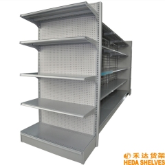 Hypermarket Gondola Shelving With Side Wire Mesh Panels