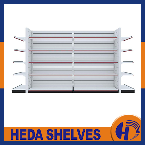 5 Tier White Grocery Store Slatwall Gondola