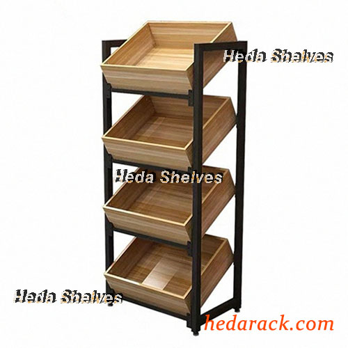 4 Tier Vegetable display Stand Wood Display(1