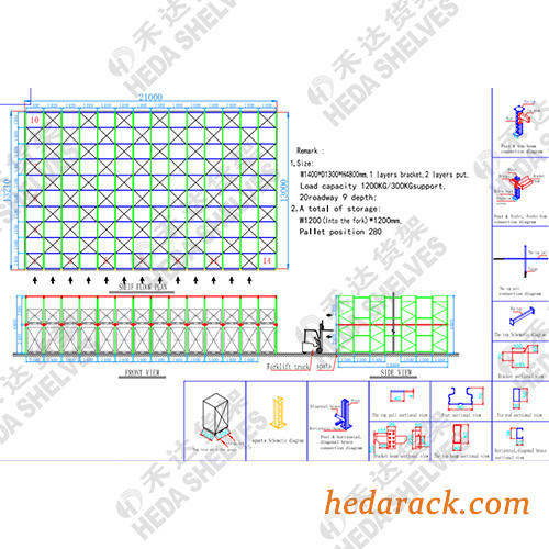 warehouse floor plan for drive in rack system