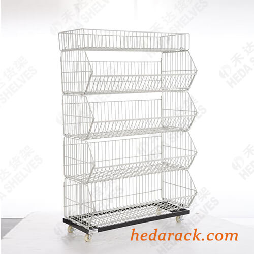 Metal Wire Display Rack For Merchandise Display Rolling Grid Shelf(1