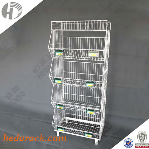 Metal Wire Display Rack For Merchandise Display Rolling Grid Shelf(7