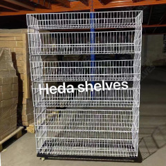 Metal Wire Display Rack For Merchandise Display Rolling Grid Shelf
