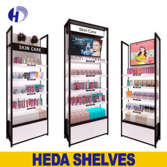 Wall Makeup Display Stand Shelf Design For Cosmetic Products with Four Post