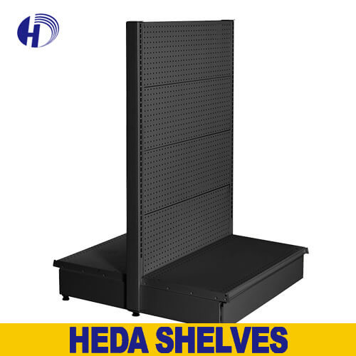 Double Sided Pegboard Gondola Shelving For Retail Store,black gondola shelf,pegboard shelves,double sided display shelf,pegboard display