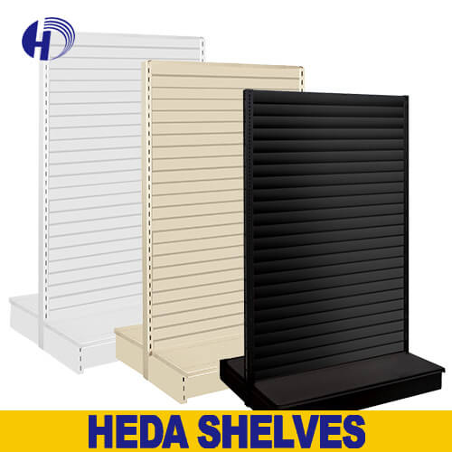 double sided store display shelves,aisle store shleves,slatwall display shelves,retail slatwall shelves,supermarket gondola shelves