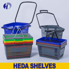 Supermarket Plastic Shopping Basket Set With Handles