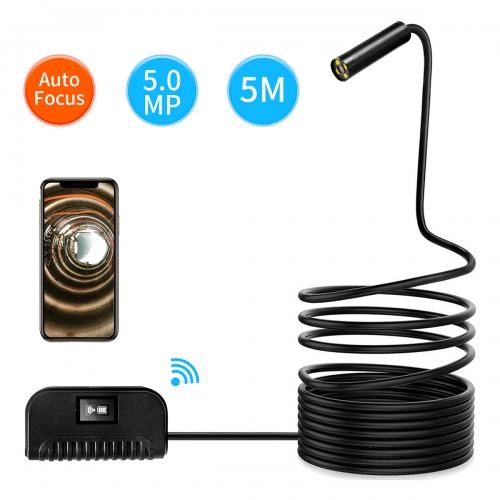 Inskam109A Endoscope Camera 5MP HD Wireless Borescope Inspection Camera with IP67 Waterproof Snake Camera and 8 LED Light Endoscope Camera for Phone