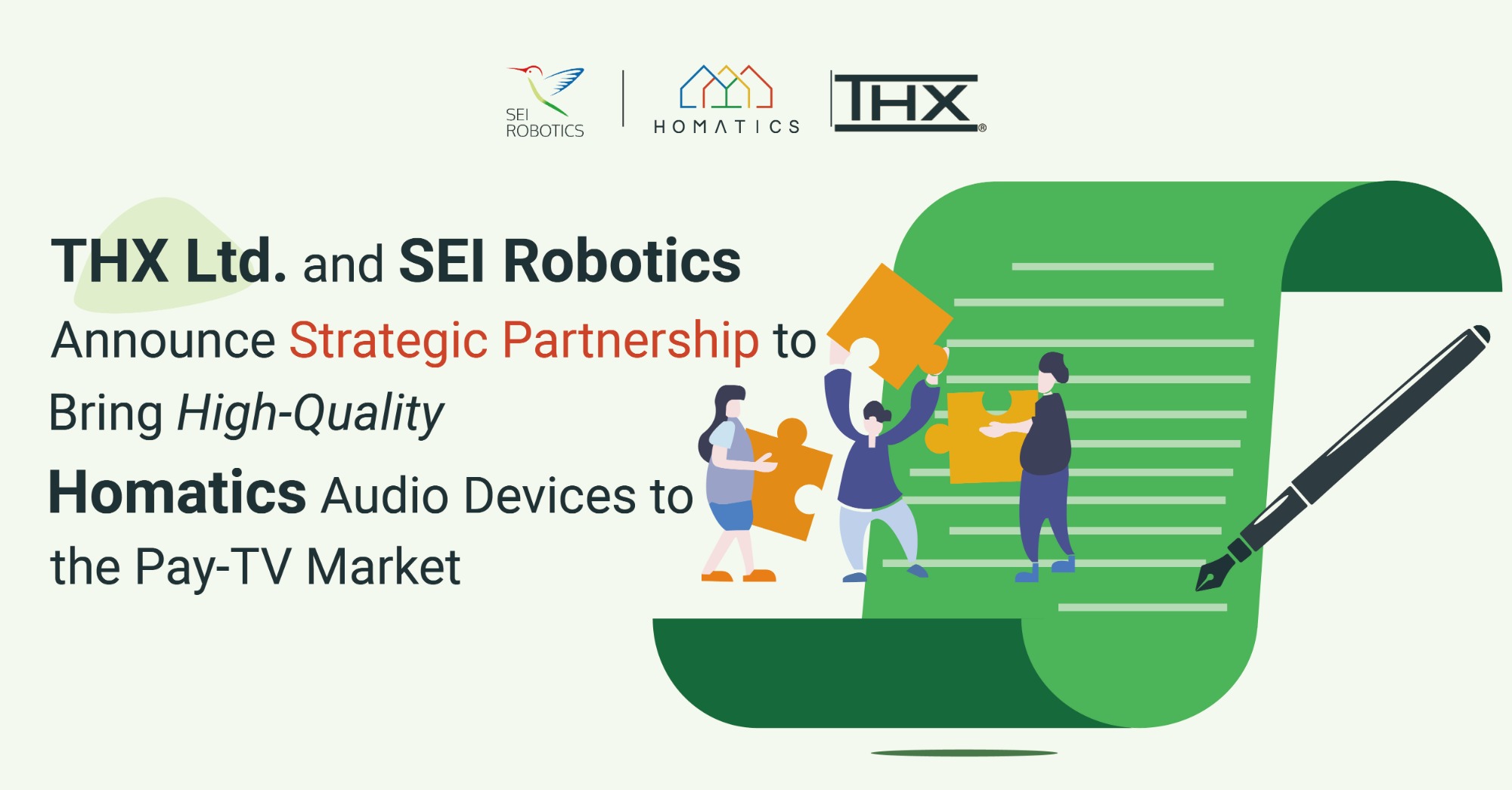 THX Ltd. and SEI Robotics Announce Strategic Partnership to Bring High-Quality Homatics Audio Devices to the Pay-TV Market