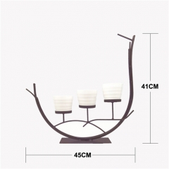 3Pcs Fine Porcelain Pots with Arch Metal Display Stand