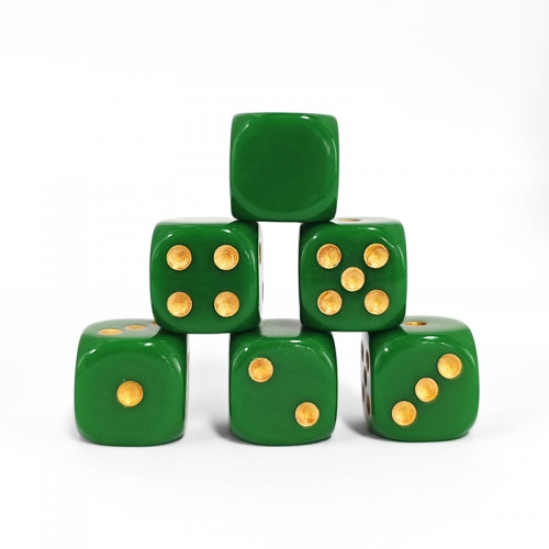Green Opaque Dot 16MM D6 Dice