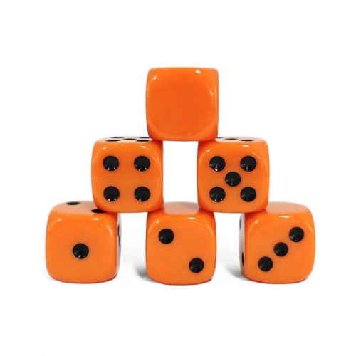 Orange Opaque Dot 16MM D6 Dice
