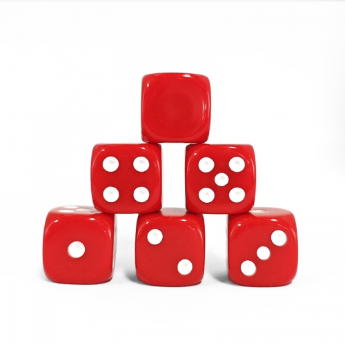 Red Opaque Dot 16MM D6 Dice