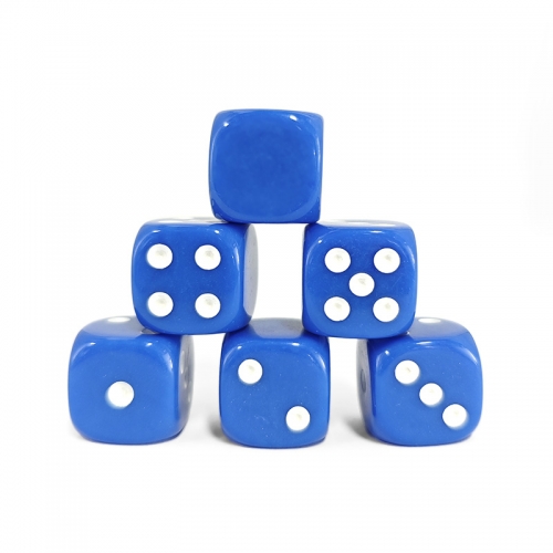 Blue Opaque Dot 16MM D6 Dice