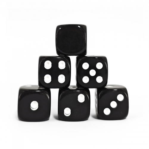Black Opaque Dot 16MM D6 Dice